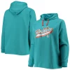 Women's Fanatics Branded Aqua Miami Dolphins Plus Size First Contact Raglan Pullover Hoodie -Fanatics Clothing Shop 5602603
