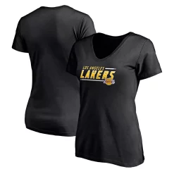 Women's Fanatics Branded Black Los Angeles Lakers Mascot In Bounds V-Neck T-Shirt