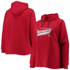 Women's Fanatics Branded Red Tampa Bay Buccaneers Plus Size First Contact Raglan Pullover Hoodie