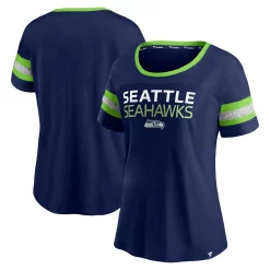 Women's Fanatics Branded College Navy Seattle Seahawks Clean Cut Stripe T-Shirt -Fanatics Clothing Shop 5603707 ALT