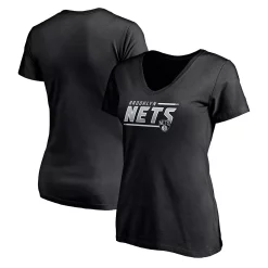 Women's Fanatics Branded Black Brooklyn Nets Mascot In Bounds V-Neck T-Shirt -Fanatics Clothing Shop 5603910 ALT