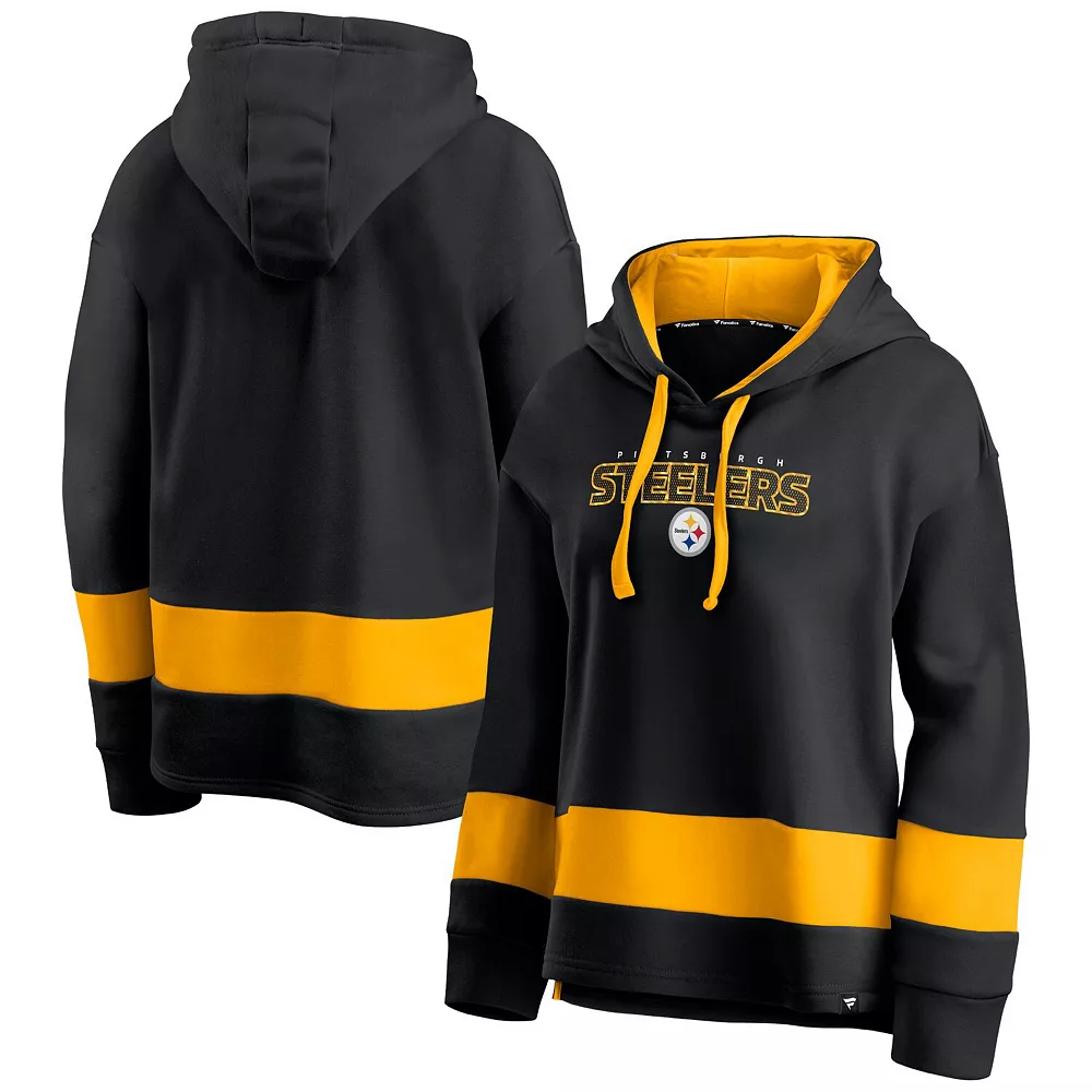 Women's Fanatics Branded Black/Gold Pittsburgh Steelers Colors of Pride Colorblock Pullover Hoodie 4 Women's Fanatics Branded Black/Gold Pittsburgh Steelers Colors of Pride Colorblock Pullover Hoodie - Image 2