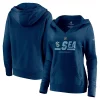Women's Fanatics Branded Navy Seattle Kraken Authentic Pro Secondary Logo V-Neck Pullover Hoodie -Fanatics Clothing Shop 5606913