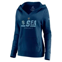 Women's Fanatics Branded Navy Seattle Kraken Authentic Pro Secondary Logo V-Neck Pullover Hoodie -Fanatics Clothing Shop 5606913 ALT2