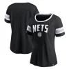 Women's Fanatics Branded Black/Heathered Gray Brooklyn Nets Block Party Striped Sleeve T-Shirt 2 Women's Fanatics Branded Black/Heathered Gray Brooklyn Nets Block Party Striped Sleeve T-Shirt -Fanatics Clothing Shop 5607201