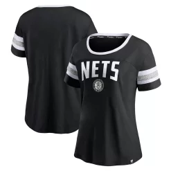 Women's Fanatics Branded Black/Heathered Gray Brooklyn Nets Block Party Striped Sleeve T-Shirt 6 Women's Fanatics Branded Black/Heathered Gray Brooklyn Nets Block Party Striped Sleeve T-Shirt -Fanatics Clothing Shop 5607201 ALT