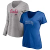 Women's Fanatics Branded Royal/Heathered Gray Chicago Cubs Team V-Neck T-Shirt Combo Set
