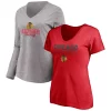 Women's Fanatics Branded Red/Heathered Gray Chicago Blackhawks Short Sleeve & Long Sleeve V-Neck T-Shirt Combo Pack -Fanatics Clothing Shop 5630933