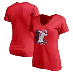Women's Fanatics Branded Shohei Ohtani Red Los Angeles Angels 2021 AL MVP V-Neck T-Shirt