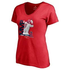 Women's Fanatics Branded Shohei Ohtani Red Los Angeles Angels 2021 AL MVP V-Neck T-Shirt -Fanatics Clothing Shop 5630986 ALT2