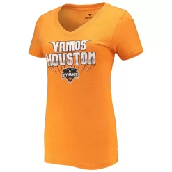 Women's Fanatics Branded Orange Houston Dynamo FC Vamos Tri-Blend V-Neck T-Shirt -Fanatics Clothing Shop 5631701 ALT2