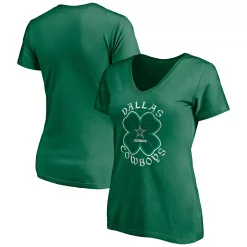 Women's Fanatics Branded Green Dallas Cowboys Celtic V-Neck T-Shirt