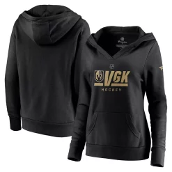 Women's Fanatics Branded Black Vegas Golden Knights Authentic Pro Secondary Logo V-Neck Pullover Hoodie