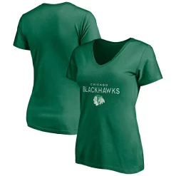 Women's Fanatics Branded Kelly Green Chicago Blackhawks St. Patrick's Day Celtic Knot V-Neck T-Shirt