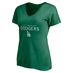 Women's Fanatics Branded Kelly Green Los Angeles Dodgers St. Patrick's Day Celtic Knot V-Neck T-Shirt -Fanatics Clothing Shop 5632686 ALT2