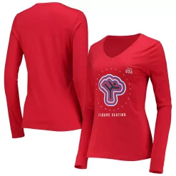 Women's Fanatics Branded Red Team USA Figure Skating Long Sleeve T-Shirt