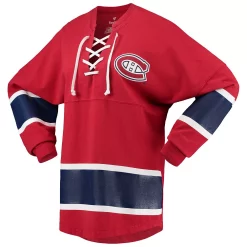Women's Fanatics Branded Red Montreal Canadiens Lace-Up Jersey T-Shirt -Fanatics Clothing Shop 5679764 ALT2
