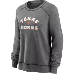 Women's Fanatics Branded Heathered Charcoal Texas Longhorns Retro Raglan Pullover Sweatshirt -Fanatics Clothing Shop 5680003 ALT2