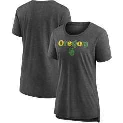 Women's Fanatics Branded Heathered Charcoal Oregon Ducks Breakneck Speed Tri-Blend T-Shirt