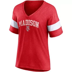 Women's Fanatics Branded Heathered Red Wisconsin Badgers Arched City Sleeve-Striped Tri-Blend V-Neck T-Shirt 7 Women's Fanatics Branded Heathered Red Wisconsin Badgers Arched City Sleeve-Striped Tri-Blend V-Neck T-Shirt -Fanatics Clothing Shop 5694279 ALT2