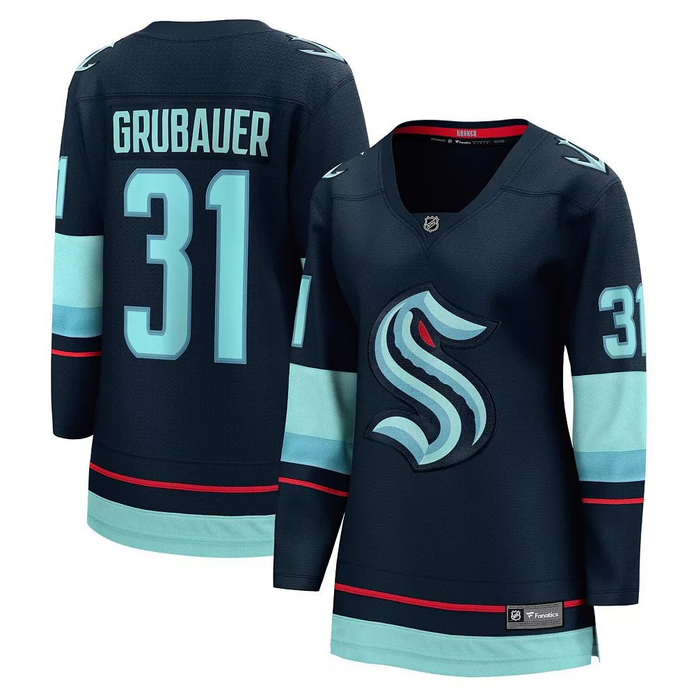 Women's Fanatics Branded Philipp Grubauer Deep Sea Blue Seattle Kraken Home Premier Breakaway Player Jersey 3 Women's Fanatics Branded Philipp Grubauer Deep Sea Blue Seattle Kraken Home Premier Breakaway Player Jersey