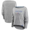 Women's Fanatics Branded Heathered Gray Philadelphia 76ers Nostalgia Off-The-Shoulder Long Sleeve T-Shirt -Fanatics Clothing Shop 5694964