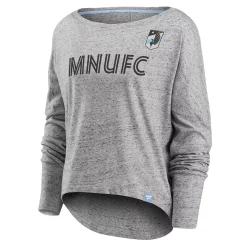 Women's Fanatics Branded Heathered Gray Minnesota United FC Long Sleeve Fashion Top -Fanatics Clothing Shop 5695239 ALT2