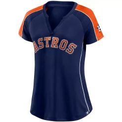 Women's Fanatics Branded Navy/Orange Houston Astros True Classic League Diva Pinstripe Raglan V-Neck T-Shirt -Fanatics Clothing Shop 5695295 ALT2