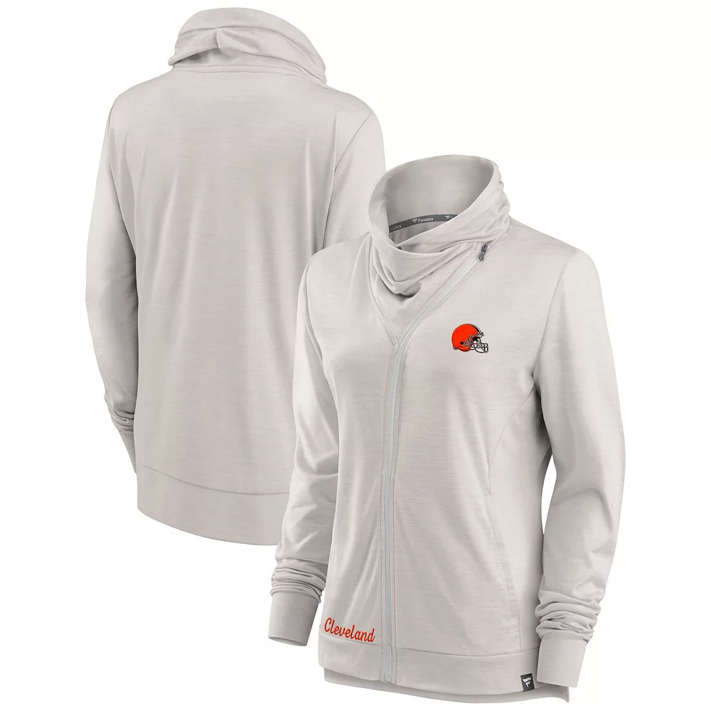 Women's Fanatics Branded Cream Cleveland Browns Break It Loose Cowl Neck Full-Zip Sweatshirt 3 Women's Fanatics Branded Cream Cleveland Browns Break It Loose Cowl Neck Full-Zip Sweatshirt