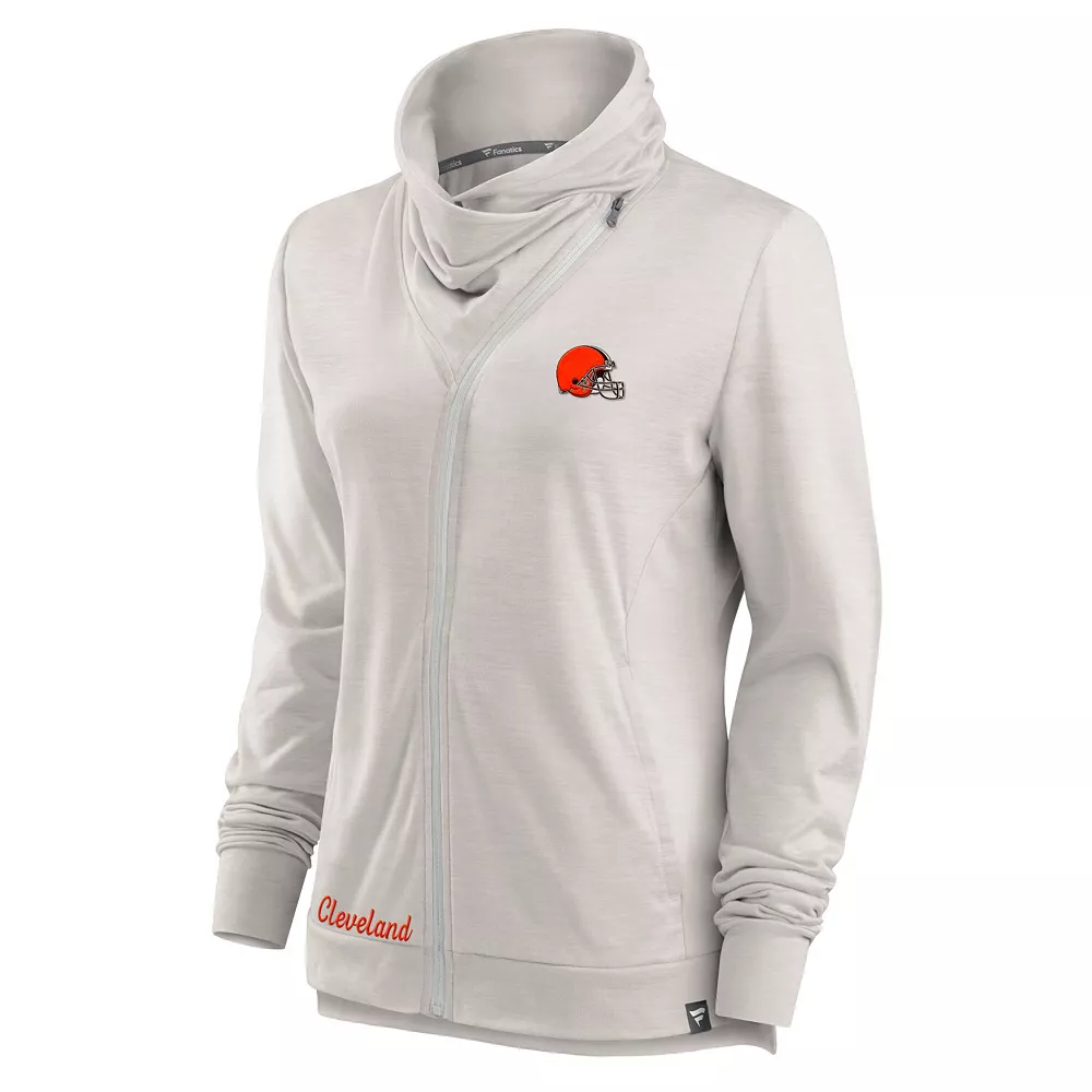 Women's Fanatics Branded Cream Cleveland Browns Break It Loose Cowl Neck Full-Zip Sweatshirt 5 Women's Fanatics Branded Cream Cleveland Browns Break It Loose Cowl Neck Full-Zip Sweatshirt - Image 3