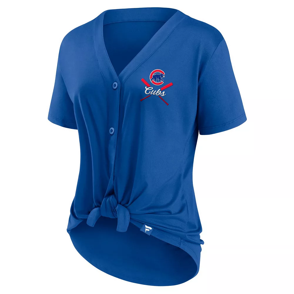 Women's Fanatics Branded Royal Chicago Cubs Iconic Lineup Button-Down V-Neck T-Shirt 5 Women's Fanatics Branded Royal Chicago Cubs Iconic Lineup Button-Down V-Neck T-Shirt - Image 3