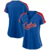Women's Fanatics Branded Royal/Red Chicago Cubs True Classic League Diva Pinstripe Raglan V-Neck T-Shirt -Fanatics Clothing Shop 5695561