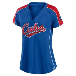 Women's Fanatics Branded Royal/Red Chicago Cubs True Classic League Diva Pinstripe Raglan V-Neck T-Shirt -Fanatics Clothing Shop 5695561 ALT2