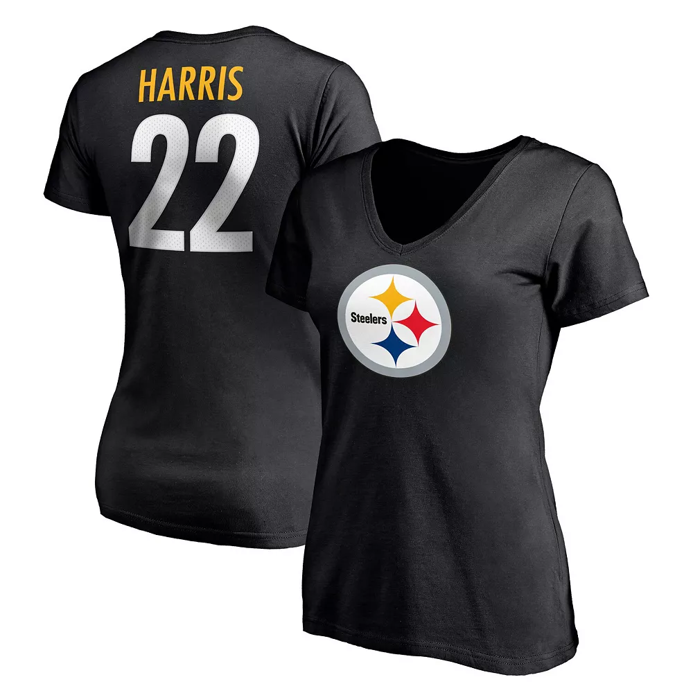 Women's Fanatics Branded Najee Harris Black Pittsburgh Steelers Player Icon Name & Number V-Neck T-Shirt 4 Women's Fanatics Branded Najee Harris Black Pittsburgh Steelers Player Icon Name & Number V-Neck T-Shirt - Image 2