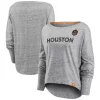 Women's Fanatics Branded Heathered Gray Houston Dynamo FC Long Sleeve Fashion Top -Fanatics Clothing Shop 5695717
