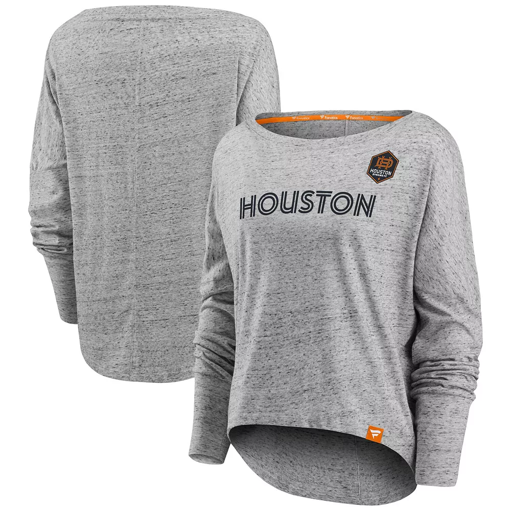 Women's Fanatics Branded Heathered Gray Houston Dynamo FC Long Sleeve Fashion Top 4 Women's Fanatics Branded Heathered Gray Houston Dynamo FC Long Sleeve Fashion Top - Image 2