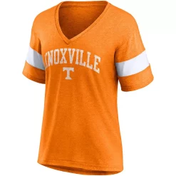 Women's Fanatics Branded Heathered Tennessee Orange Tennessee Volunteers Arched City Sleeve-Striped Tri-Blend V-Neck T-Shirt -Fanatics Clothing Shop 5704402 ALT2