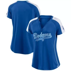 Women's Fanatics Branded Royal/White Los Angeles Dodgers True Classic League Diva Pinstripe Raglan V-Neck T-Shirt
