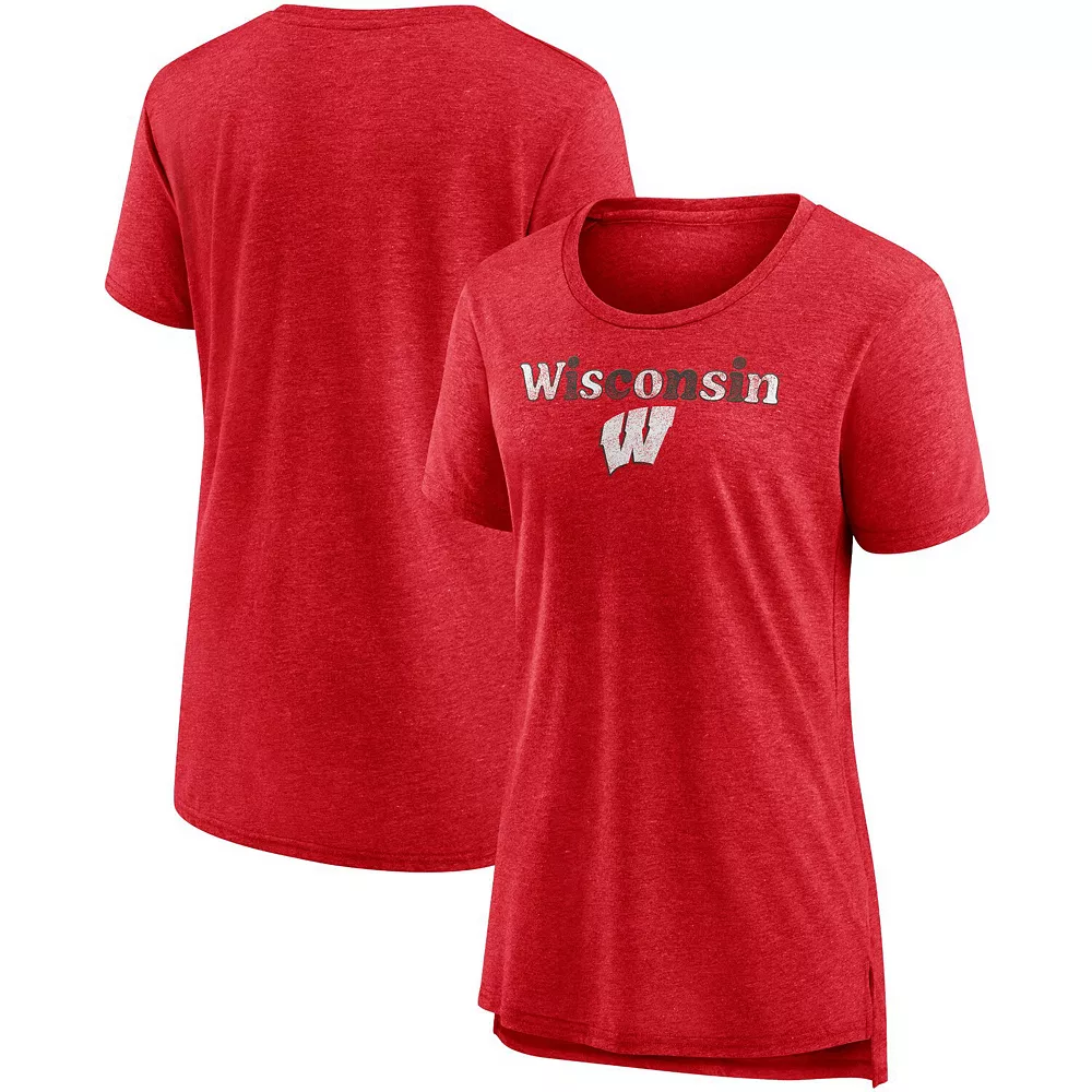 Women's Fanatics Branded Heathered Red Wisconsin Badgers Breakneck Speed Tri-Blend T-Shirt 4 Women's Fanatics Branded Heathered Red Wisconsin Badgers Breakneck Speed Tri-Blend T-Shirt - Image 2