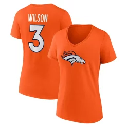 Women's Fanatics Branded Russell Wilson Orange Denver Broncos Player Icon Name & Number V-Neck T-Shirt