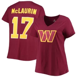 Women's Fanatics Branded Terry McLaurin Burgundy Washington Commanders Plus Size Player Name & Number V-Neck T-Shirt