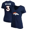 Women's Fanatics Branded Russell Wilson Navy Denver Broncos Plus Size Player Name & Number V-Neck T-Shirt