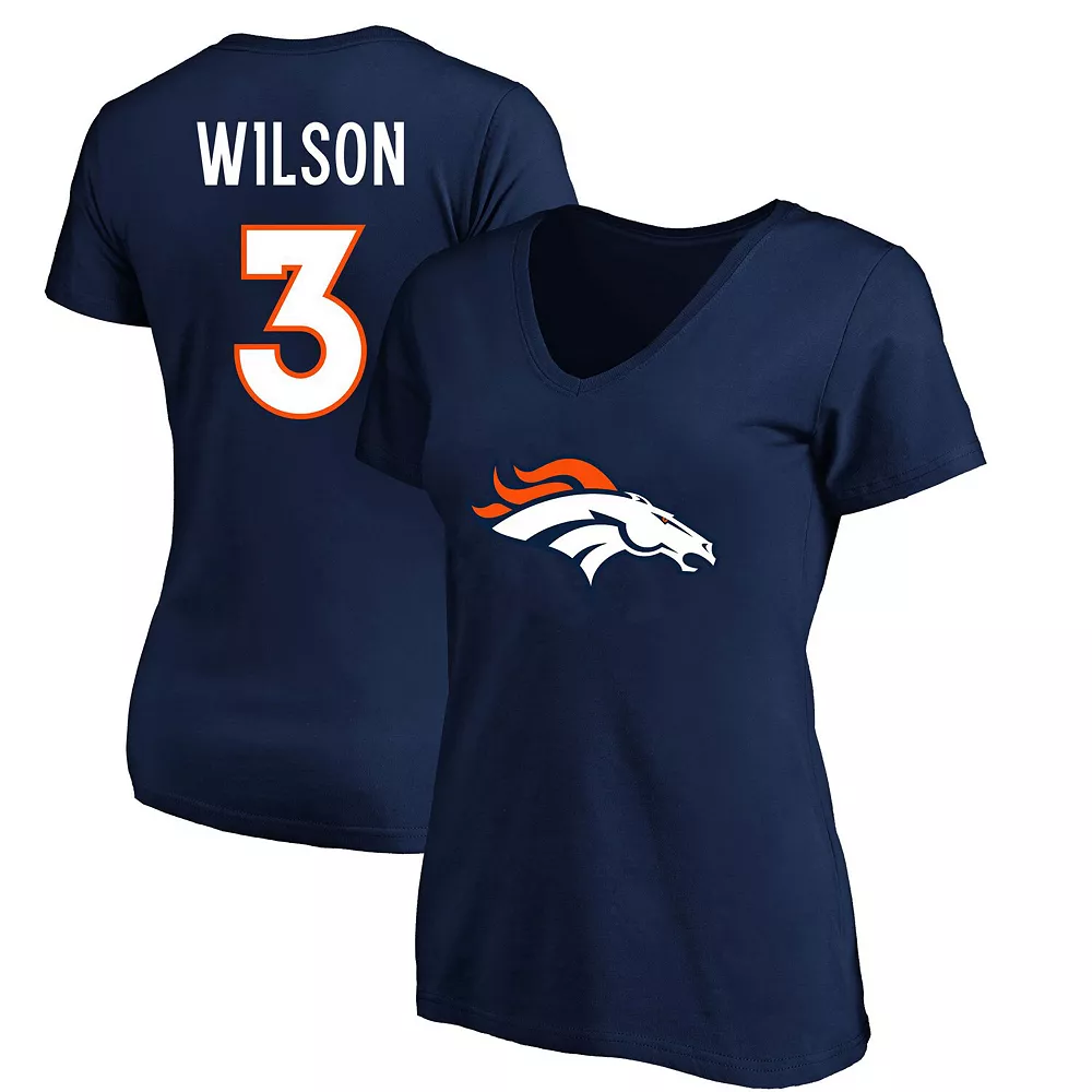Women's Fanatics Branded Russell Wilson Navy Denver Broncos Plus Size Player Name & Number V-Neck T-Shirt 3 Women's Fanatics Branded Russell Wilson Navy Denver Broncos Plus Size Player Name & Number V-Neck T-Shirt