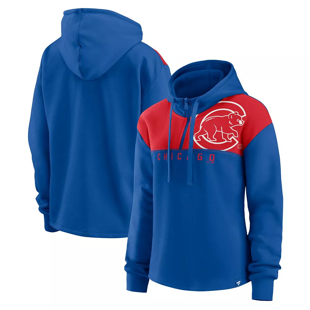 Women's Fanatics Branded Royal Chicago Cubs Iconic Overslide Color-Block Quarter-Zip Hoodie 3 Women's Fanatics Branded Royal Chicago Cubs Iconic Overslide Color-Block Quarter-Zip Hoodie