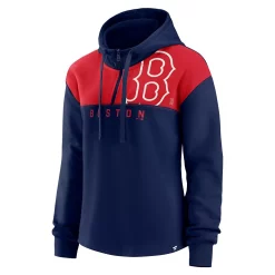 Women's Fanatics Branded Navy Boston Red Sox Iconic Overslide Color-Block Quarter-Zip Hoodie -Fanatics Clothing Shop 5767707 ALT2