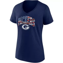 Women's Fanatics Branded Navy Green Bay Packers Team Banner Wave V-Neck T-Shirt -Fanatics Clothing Shop 5767873 ALT2