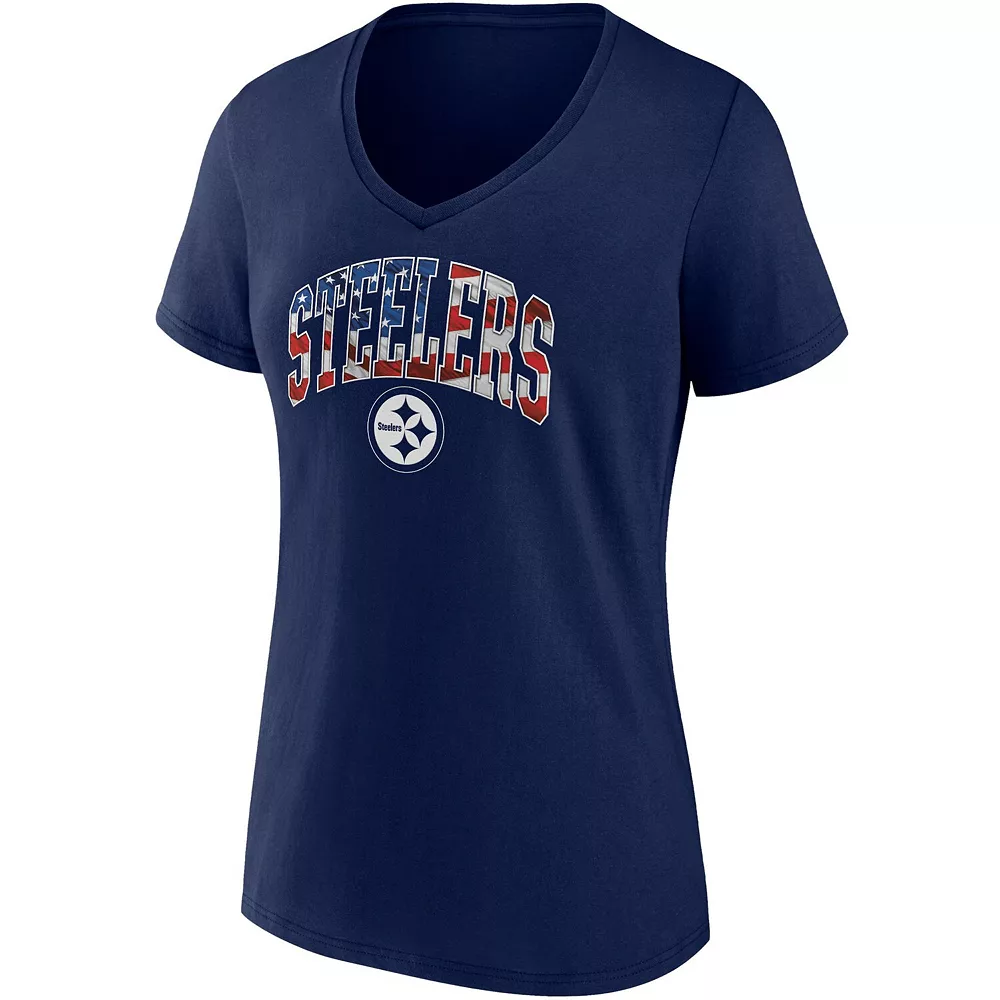 Women's Fanatics Branded Navy Pittsburgh Steelers Team Banner Wave V-Neck T-Shirt 5 Women's Fanatics Branded Navy Pittsburgh Steelers Team Banner Wave V-Neck T-Shirt - Image 3