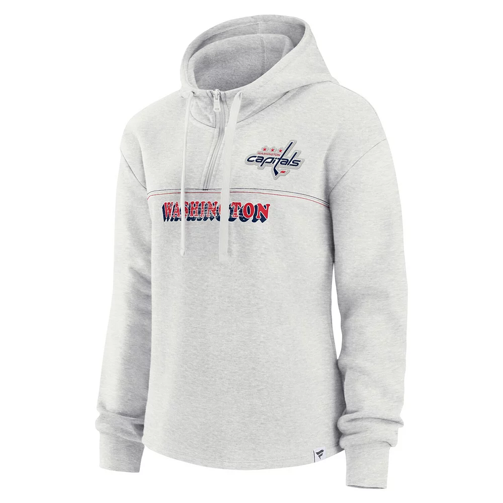 Women's Fanatics Branded Ash Washington Capitals True Classics Legacy Quarter-Zip Hoodie 5 Women's Fanatics Branded Ash Washington Capitals True Classics Legacy Quarter-Zip Hoodie - Image 3