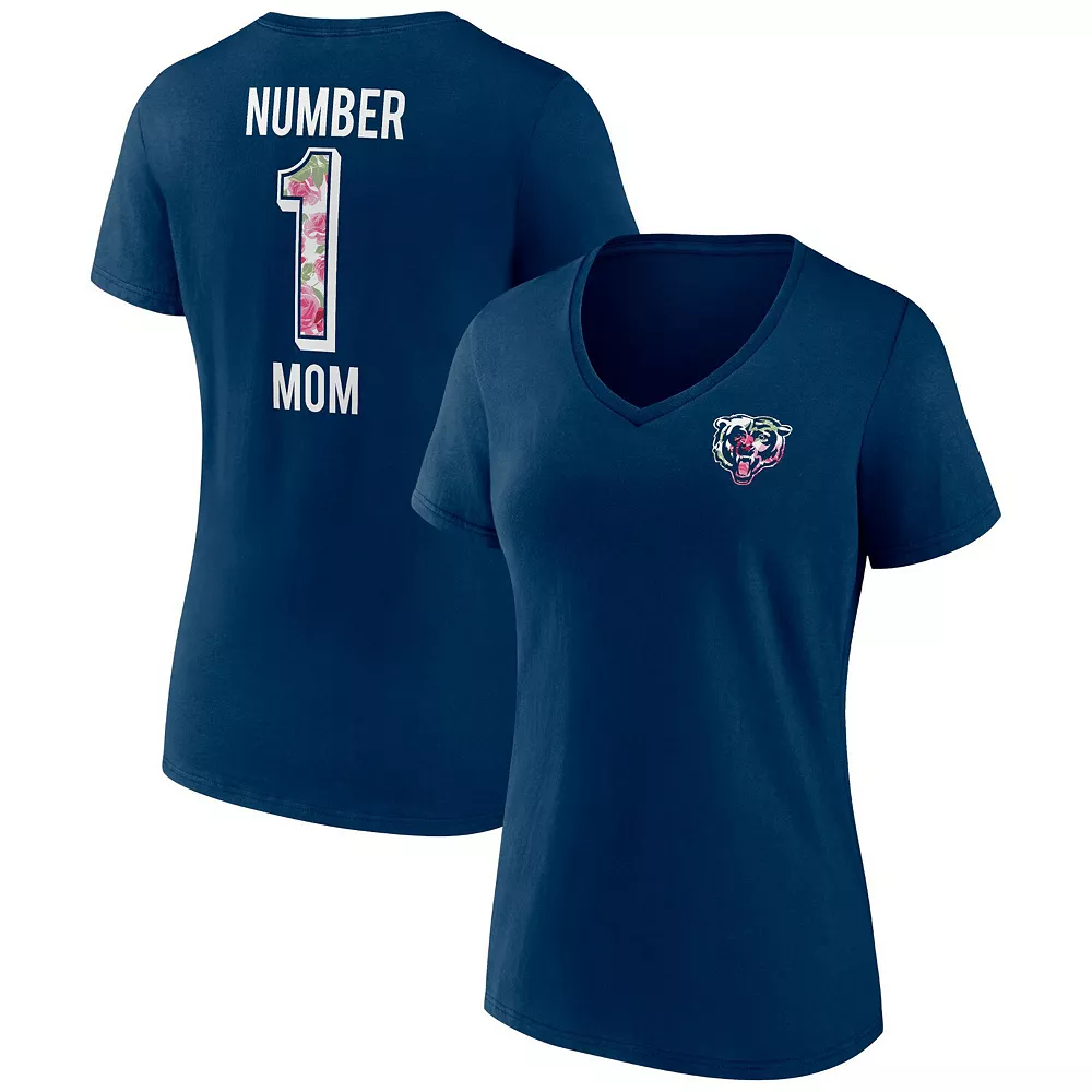 Women's Fanatics Branded Navy Chicago Bears Plus Size Mother's Day #1 Mom V-Neck T-Shirt 4 Women's Fanatics Branded Navy Chicago Bears Plus Size Mother's Day #1 Mom V-Neck T-Shirt - Image 2