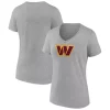 Women's Fanatics Branded Heathered Gray Washington Commanders Primary Logo V-Neck T-Shirt -Fanatics Clothing Shop 5802180